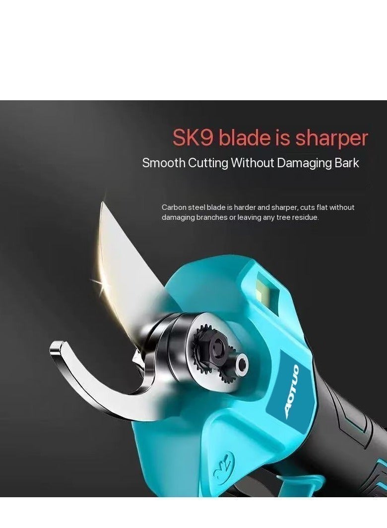 او تو او مقص تقليم كهربائي 21 فولت من AOTUO، مقص تقليم للحدائق، مقص بستنة، مع بطاريتين 2.0 أمبير/ساعة، شاحن واحد ومجموعة شفرات، 1.2 بوصة (30 مم) - Image 2