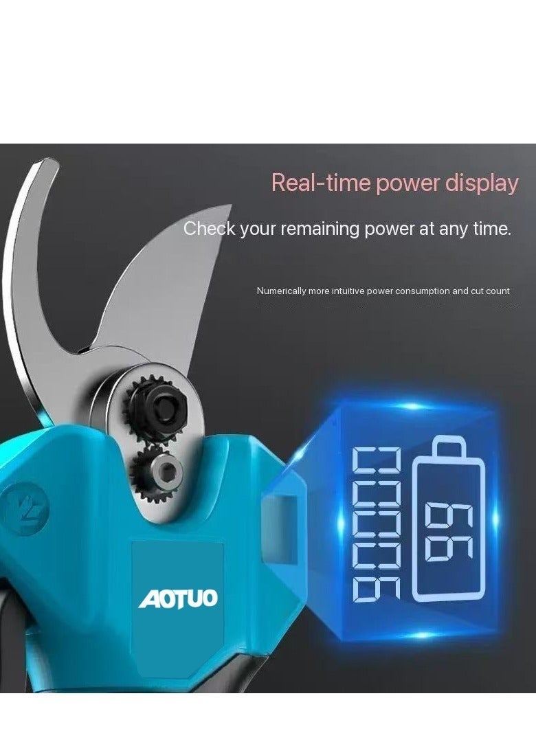 او تو او مقص تقليم كهربائي 21 فولت من AOTUO، مقص تقليم للحدائق، مقص بستنة، مع بطاريتين 2.0 أمبير/ساعة، شاحن واحد ومجموعة شفرات، 1.2 بوصة (30 مم) - Image 3