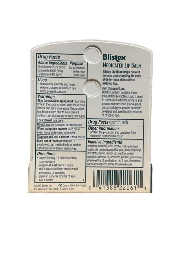 Blistex Medicated Lip Balm SPF 15-0.15 oz Each/Pack of 3 - Image 2
