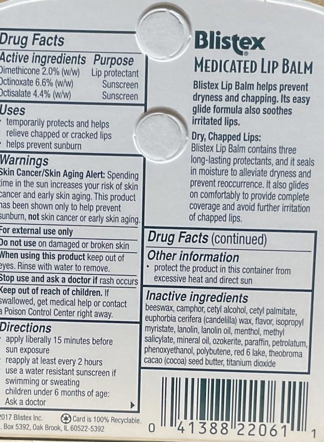Blistex Medicated Lip Balm SPF 15-0.15 oz Each/Pack of 3 - Image 3