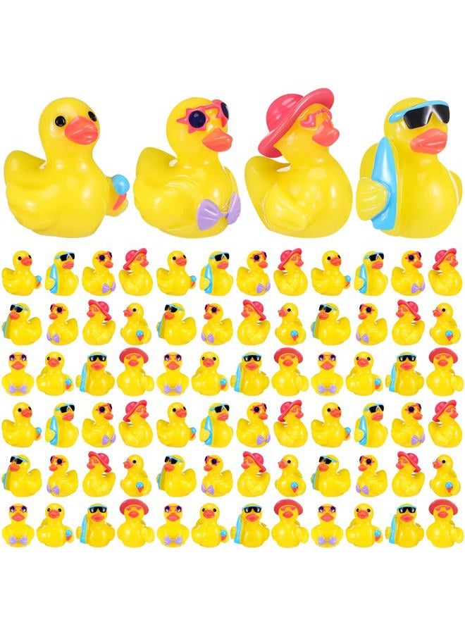 Arrowbash 100 Pcs Summer Beach Resin Ducks Bulk Hawaii Duckies Swimming Pool Mini Resin Figurine Miniature Figures for Birthday Party Gifts Baby Shower Decoration Garden Landscape Micro Decor - Image 1