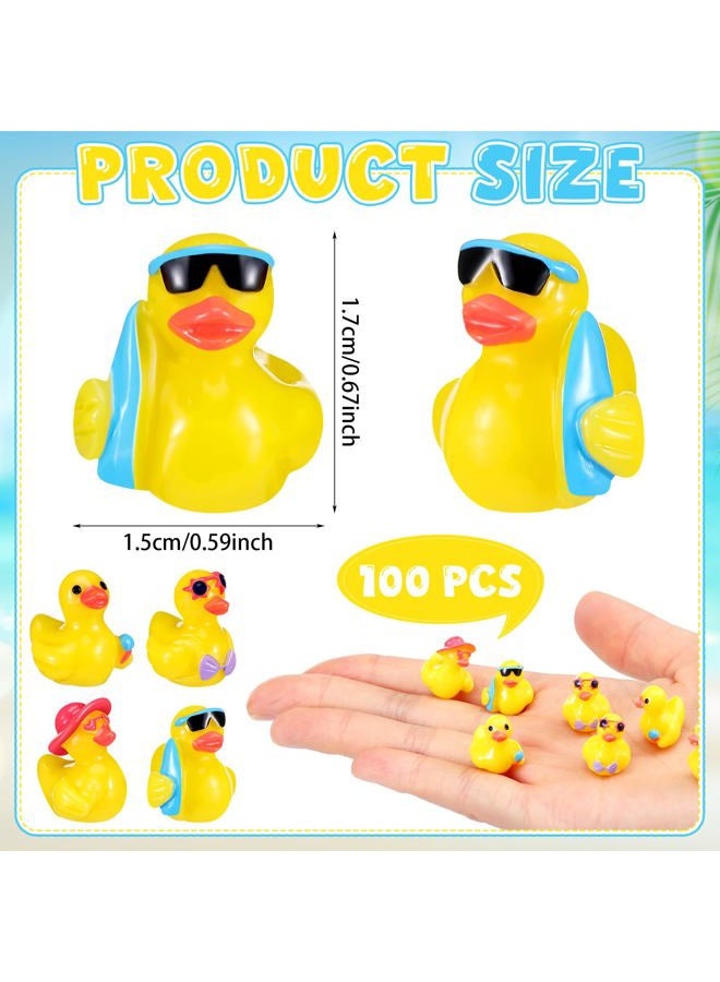 Arrowbash 100 Pcs Summer Beach Resin Ducks Bulk Hawaii Duckies Swimming Pool Mini Resin Figurine Miniature Figures for Birthday Party Gifts Baby Shower Decoration Garden Landscape Micro Decor - Image 3