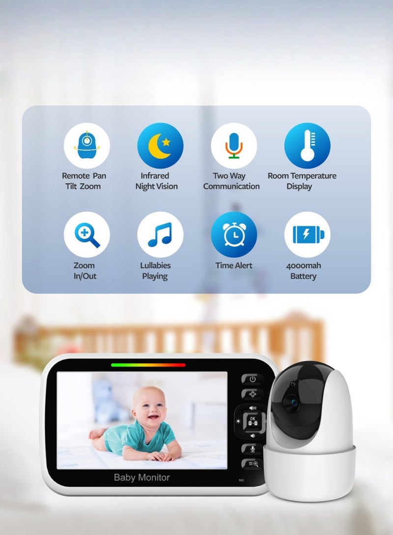 إيزي سو شاشة LCD بحجم 5 بوصات لمراقبة فيديو الأطفال اللاسلكية مع محادثة ثنائية الاتجاه ورؤية ليلية ومراقبة درجة الحرارة - Image 1