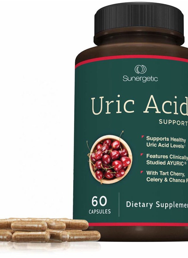 Sunergetic - Premium Uric Acid Support Supplement – Uric Acid Cleanse & Kidney Support – Includes Tart Cherry, Chanca Piedra, Celery Extract & Turmeric - 60 Capsules - Image 1