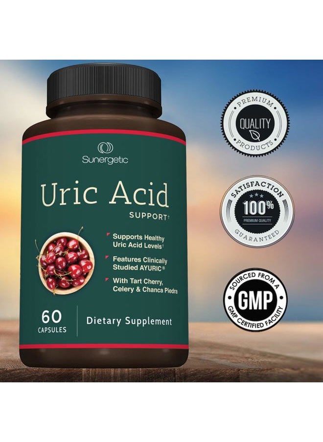 Sunergetic - Premium Uric Acid Support Supplement – Uric Acid Cleanse & Kidney Support – Includes Tart Cherry, Chanca Piedra, Celery Extract & Turmeric - 60 Capsules - Image 1