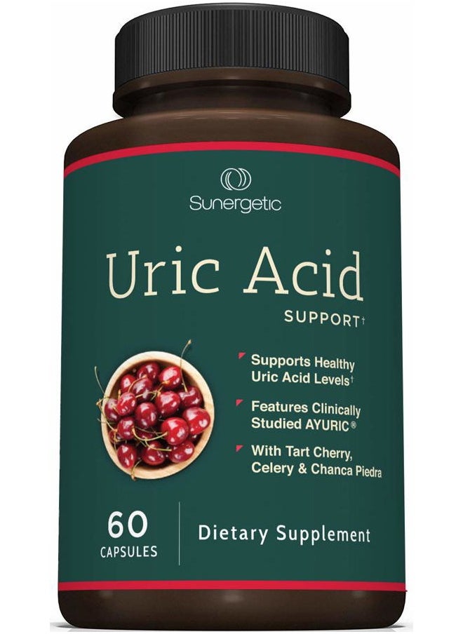 Sunergetic - Premium Uric Acid Support Supplement – Uric Acid Cleanse & Kidney Support – Includes Tart Cherry, Chanca Piedra, Celery Extract & Turmeric - 60 Capsules - Image 1