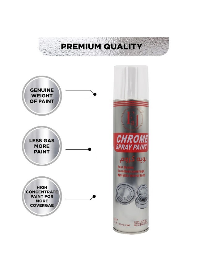 FJ Chrome Spray Paint 350ml for Automotive Parts, Metal Surface Restoration, Wheel Rims, Bike and Car Accessories, Furniture Décor, DIY Craft, Home Improvement, Fast Dry, High Coverage, Metallic Mirror Finish, Anti-Rust Compatible, Interior Exterior Use - Image 4