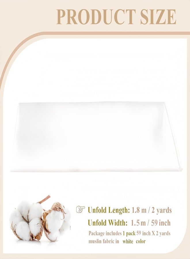 PEASUG 100% Cotton Muslin Fabric,59 inch x 2 Yards Bleached Muslin Linen Fabric by The Yard, Medium Weight Draping Fabrics Suitable for Sewing Embroidery, Garments, Crafts Material-White - Image 2