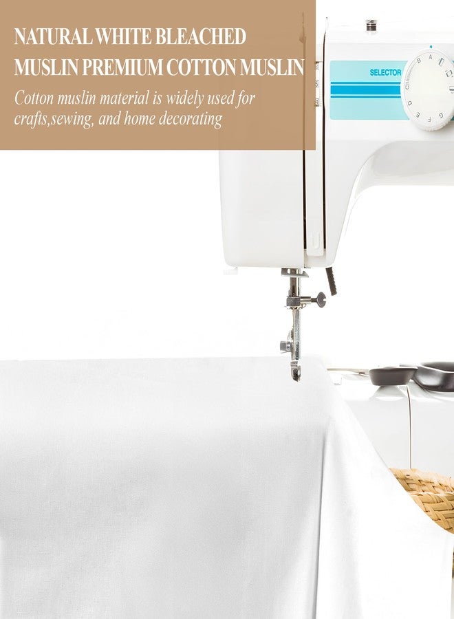 PEASUG 100% Cotton Muslin Fabric,59 inch x 2 Yards Bleached Muslin Linen Fabric by The Yard, Medium Weight Draping Fabrics Suitable for Sewing Embroidery, Garments, Crafts Material-White - Image 5
