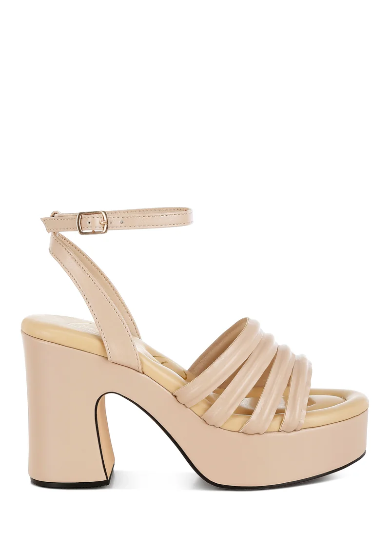 London Rag Strappy High Platform Sandals in Beige