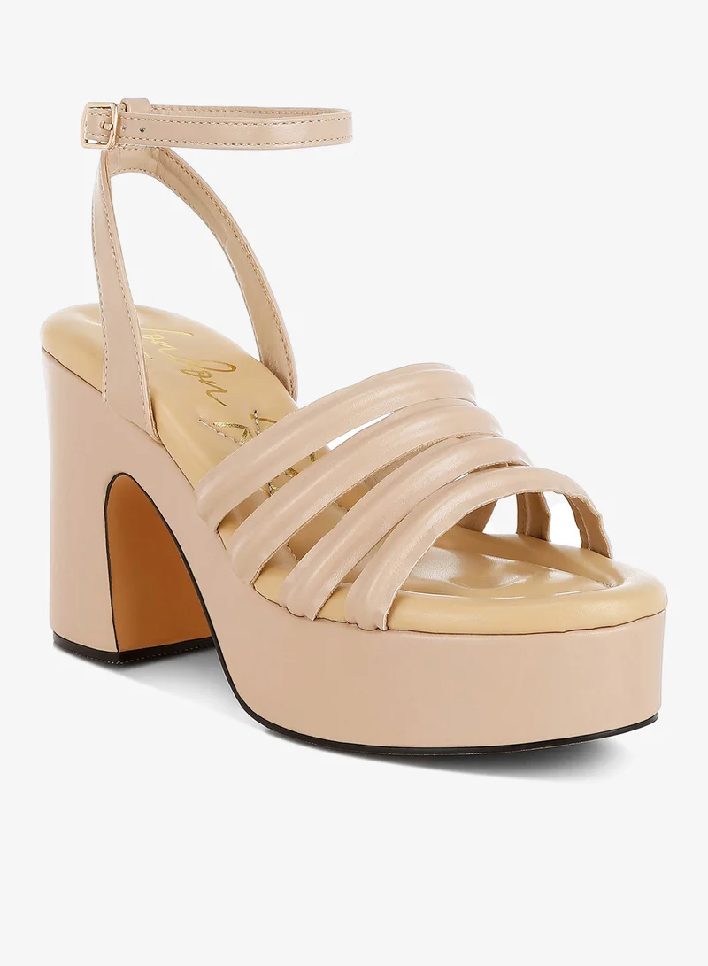 London Rag Strappy High Platform Sandals in Beige