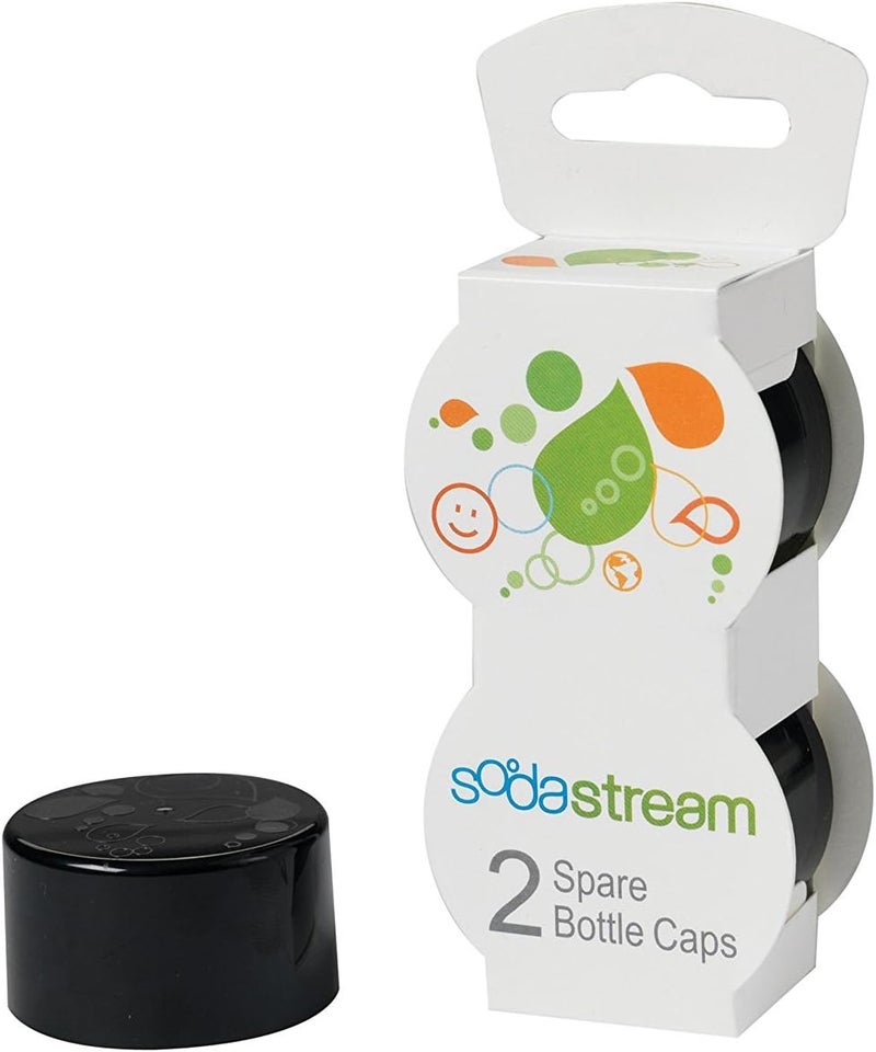 SodaStream Black Bottle Caps, 2-Pack for Carbonating Bottles - Image 1