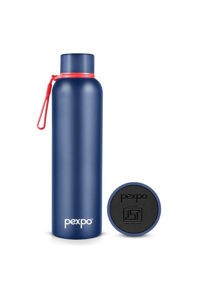 Pexpo Bravo ISI Certified Stainless Steel Water Bottle 700ml, Vacuum Insulated Hot & Cold Flask - Denim Blue, Ideal for Home, Office, Gym, Outings, and School
