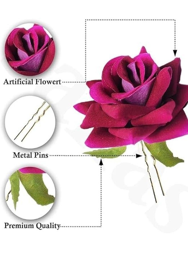 SMART VILLA TRADERS Multi-Colored Rose Bobby Hair Pins - 6 cm U-Shaped Hair Clips for Updo Hairstyles | Hair Styling Accessories for Women & Girls | 2-Inch Pins for Beauty Parlor, Makeup Artists, and Daily Use Pack of 4 - Image 3
