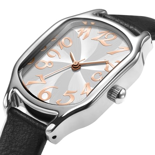 Asan Ge Women's Leather Strap Watch, Elegant Stylish Square Watches for Women, Waterproof Womens Watch with Classic Vintage Dial Design - Image 2
