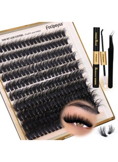 Focipeysa Focipeysa Lash Extension Kit Thick Eyelash Extension Kit 10-18mm Fluffy Lash Clusters 200D Individual Eyelashes Kit with Lash Bond, Lash Remover, Lash Applicator, DIY Lashes Extension  - Image 1
