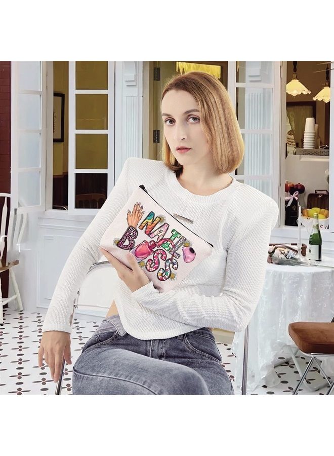 LEVLO Nail Boss Cosmetic Make Up Bag Nail Technician Gift Nail Artists Make Up Zipper Pouch Bag Nail Tech Merch (Nail Boss) - Image 2