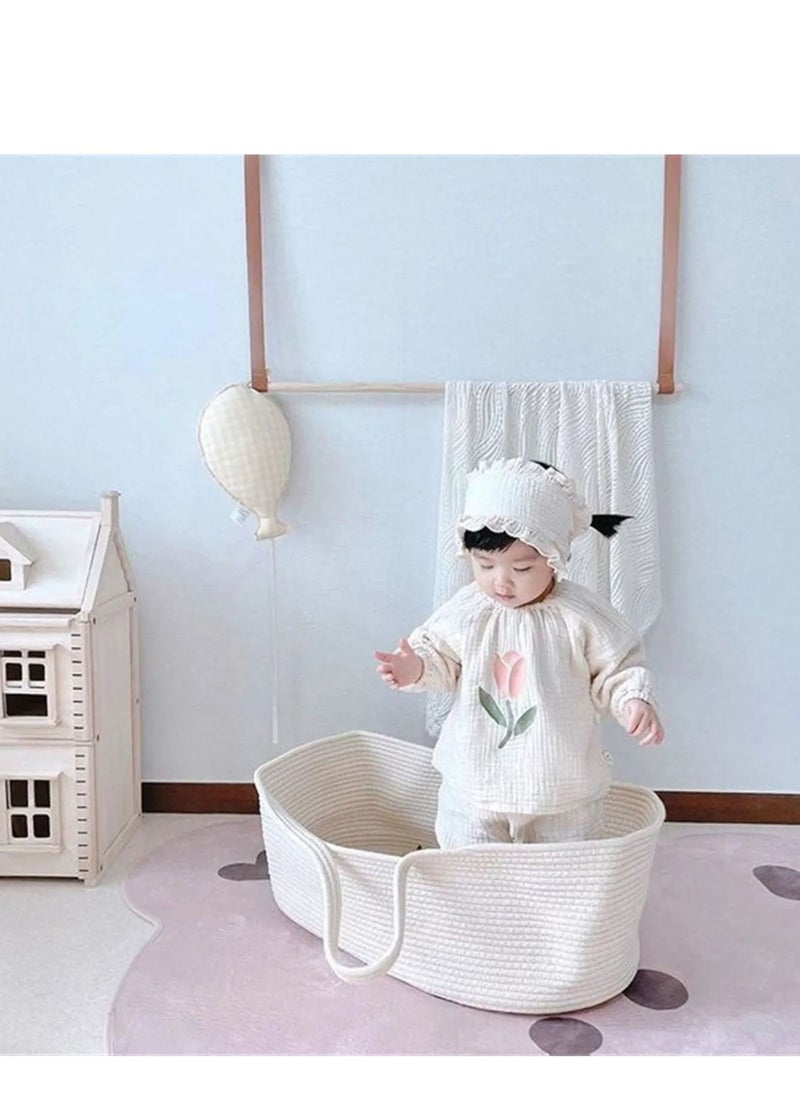 XiuWoo Baby Changing Basket Moses Basket Boho Nursery Decor Cotton Rope Changing Table Topper Bed  - Image 4