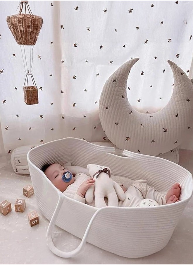 XiuWoo Baby Changing Basket Moses Basket Boho Nursery Decor Cotton Rope Changing Table Topper Bed  - Image 1