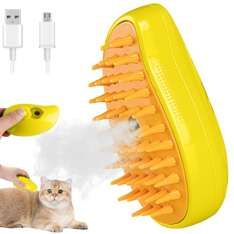EXOMOON Cat Steam Brush, Dog Steam Brush, Steam Brush for Cats and Dogs, 3 In 1 Steamy Pet Brush, Steaming Pet Hair Brush, Cat and Dog Comb with Steam, Pet Grooming Brush for Cats (Random Color) - Image 1