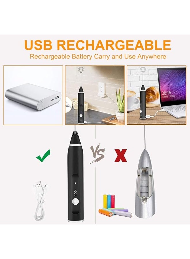 Nescafé milk frother, handheld electric milk frother with USB charging, two stainless steel whisks, perfect for cappuccino, hot chocolate, milkshakes, and egg beaters. - Image 3