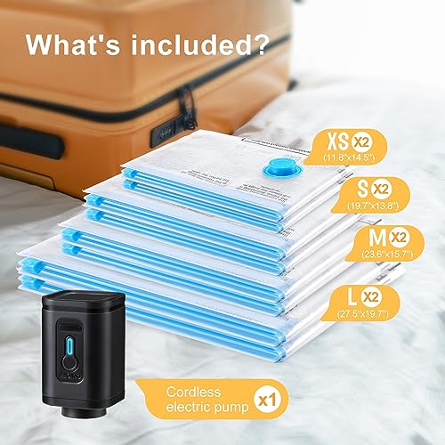 UPGOGO Travel Vacuum Bags with Portable Electric Pump (Combo 8 Pack) - Image 2