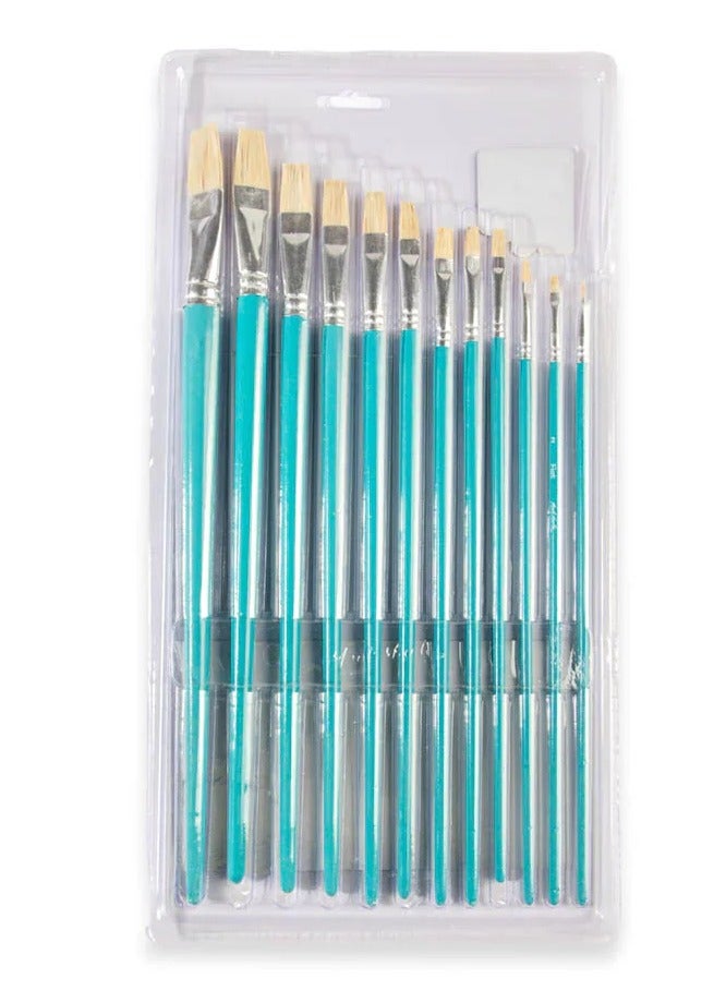 Mont Marte 12-Piece Studio Artist Brush Set With Flat Head Hog Bristles - Image 2