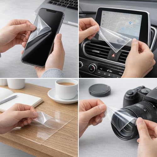 Bapna Clear Surface Protection Film Tape 72 mm x 50 Meter with Translucent Polyester Release Liner | Residue-Free Removal for Car, Laptop, Glass, Furniture & Hard Surfaces - Image 4