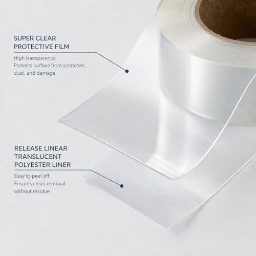 Bapna Clear Surface Protection Film Tape 72 mm x 50 Meter with Translucent Polyester Release Liner | Residue-Free Removal for Car, Laptop, Glass, Furniture & Hard Surfaces - Image 2