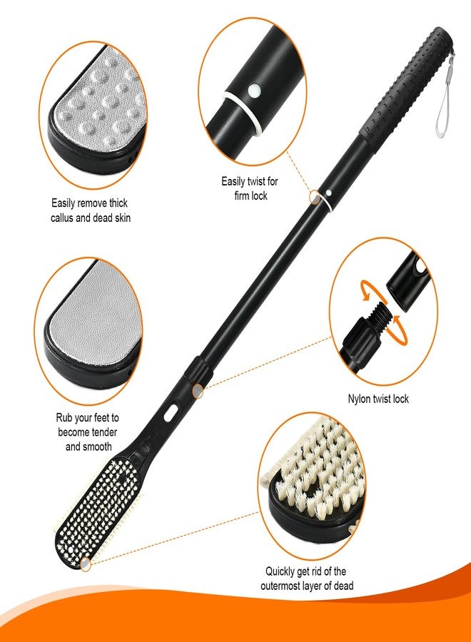 Gobiteli Toe Cleaning Brush, 18.8"-25.9" Telescopic Long Handle Foot Brush,Foot File for Feet Care Remove Hard Skin for Seniors,Men and Women - Image 2
