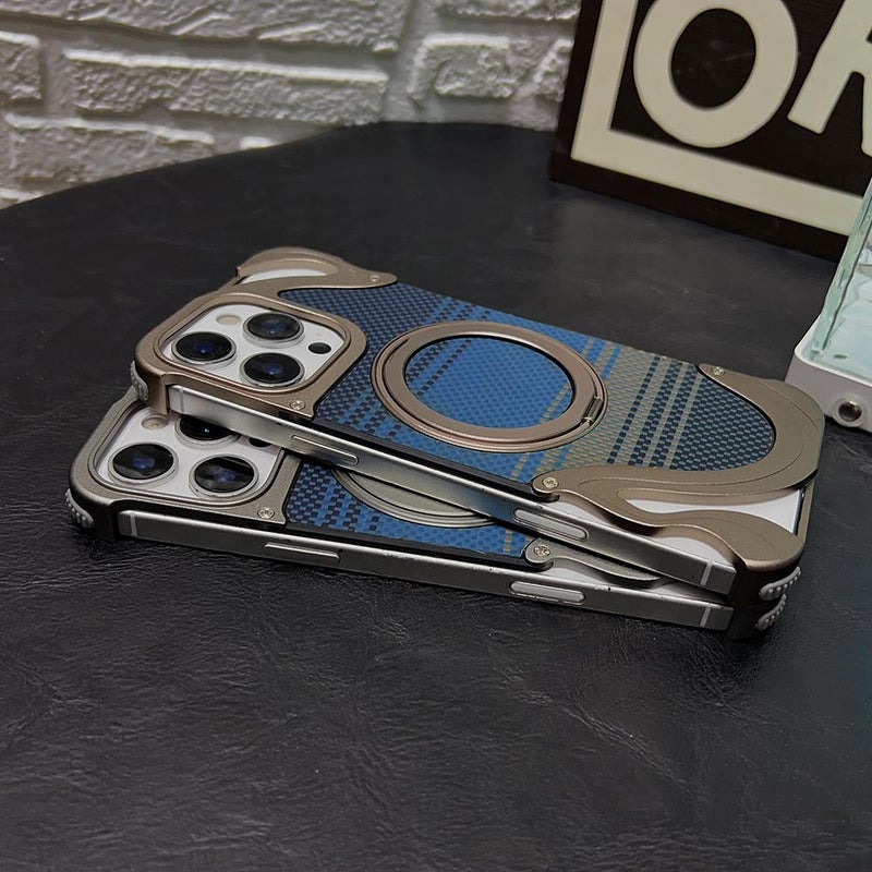 erorex For iPhone 14 Pro Max Metal Frameless 360 Degree Rotation Holder MagSafe Phone Case(Silver) - Image 3