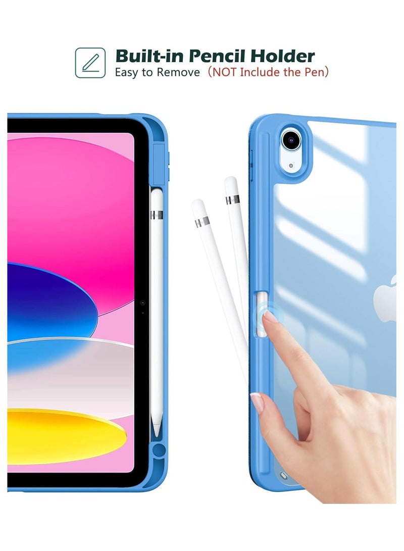 MahMir Case for iPad (A16) 11inch 11th 2025 Gen iPad 11 Case/Case For iPad 10th Generation 10.9 Inch Tablet (2022 Model) - [Built-in Pencil Holder] Shockproof Cover with Clear Transparent Back, Four Corner Airbag Protection (Sky Blue) - Image 2