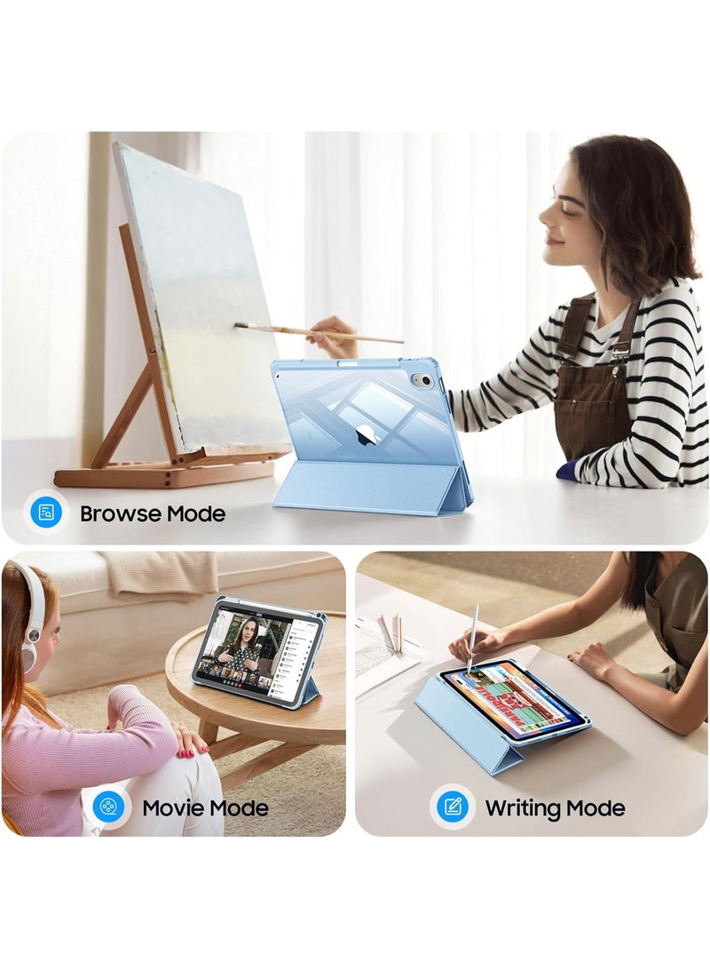 MahMir Case for iPad (A16) 11inch 11th 2025 Gen iPad 11 Case/Case For iPad 10th Generation 10.9 Inch Tablet (2022 Model) - [Built-in Pencil Holder] Shockproof Cover with Clear Transparent Back, Four Corner Airbag Protection (Sky Blue) - Image 3
