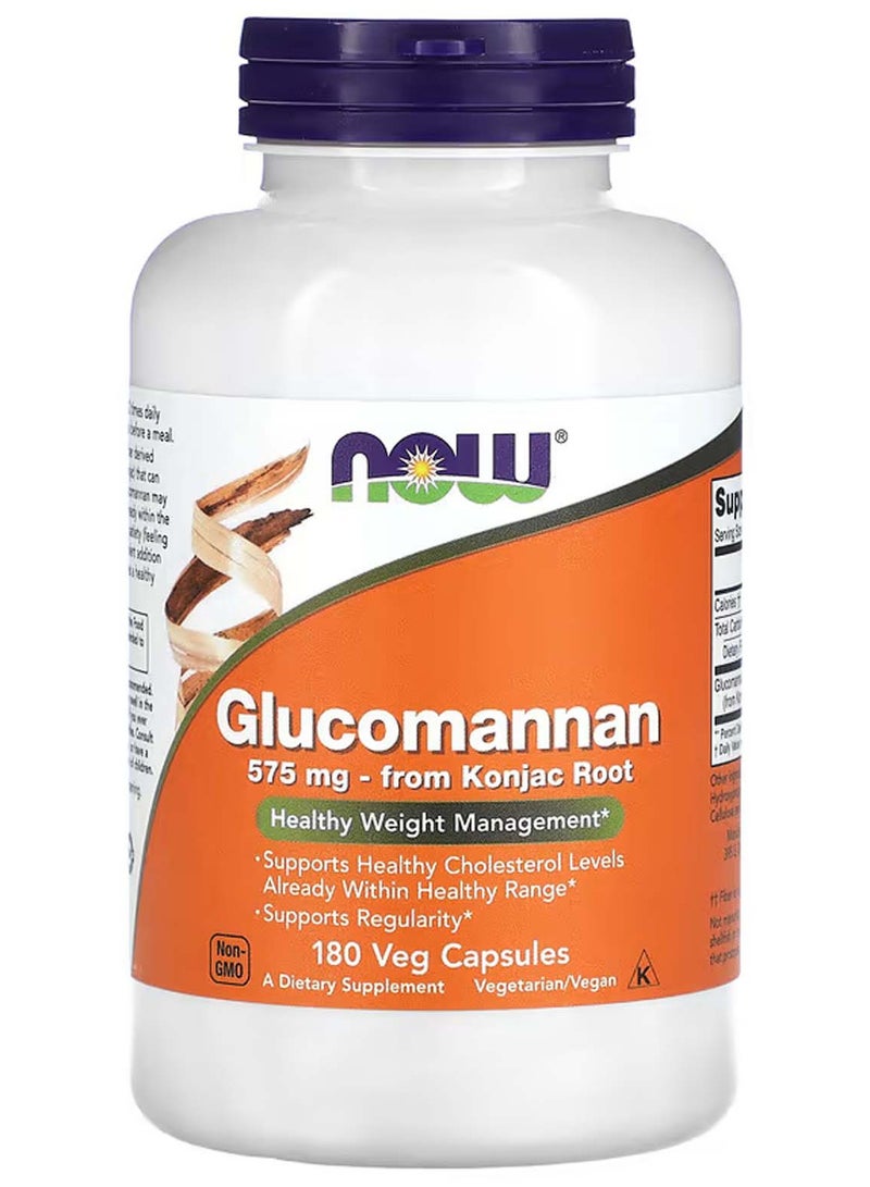 now Glucomannan Dietary Supplement, 575 mg, 180 Vegetarian Capsules - Image 1