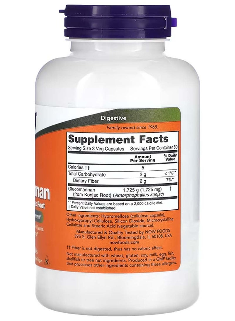 now Glucomannan Dietary Supplement, 575 mg, 180 Vegetarian Capsules - Image 2
