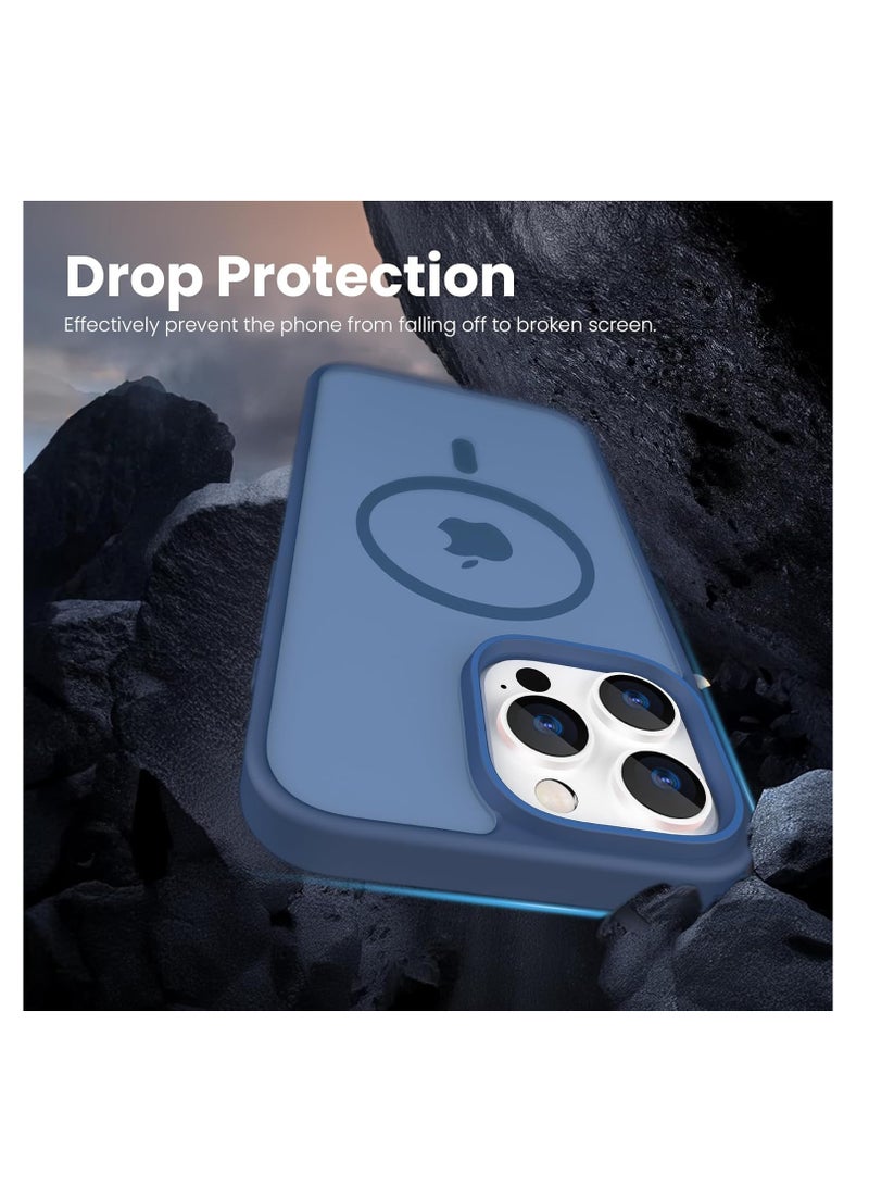 Aookay for iPhone 16 Pro Max Case: [Compatible with MagSafe] [Anti-Fingerprint] [Mil-Grade Drop Protection] [Anti-Scratch] Translucent Matte Slim Thin Shockproof Protective Cover for iPhone 16 Pro Max (Royal Blue) - Image 4