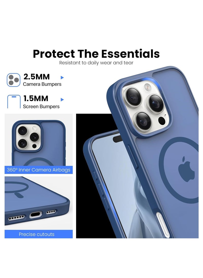 Aookay for iPhone 16 Pro Max Case: [Compatible with MagSafe] [Anti-Fingerprint] [Mil-Grade Drop Protection] [Anti-Scratch] Translucent Matte Slim Thin Shockproof Protective Cover for iPhone 16 Pro Max (Royal Blue) - Image 5