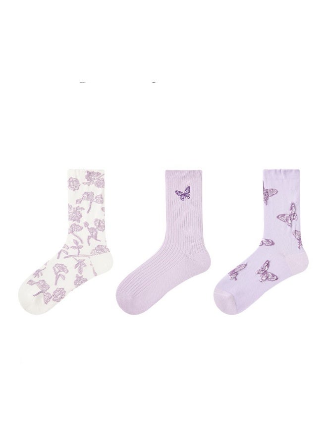 KUYING Fashion Anti Slip Breathable Sports Socks Three Piece Set 