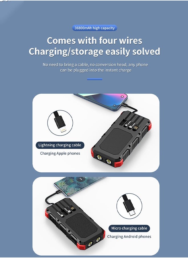 Joshberg 36800 mAh Solar Power Bank 4 USB Port Phone Charger With LED Light  - Image 4