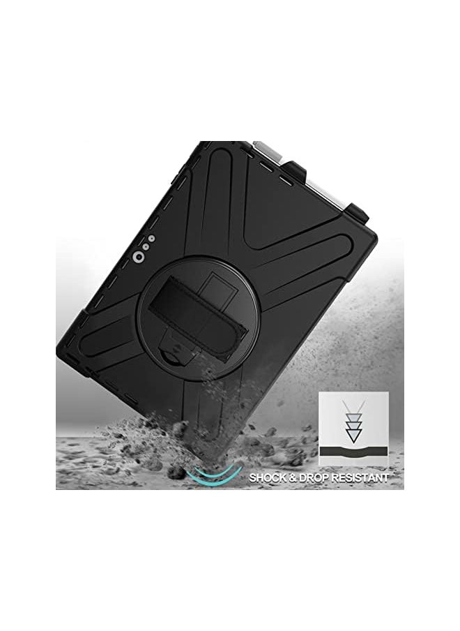 Procases - ProCase Surface Pro 7 Plus/Pro 7 / Pro 6 / Pro 5 / Pro 4 / Pro LTE Case, Full Protective Case, 360 Degree Rotatable Heavy-Duty Cover with Hand Strap, Shoulder Belt and Kickstand -Black - Image 1