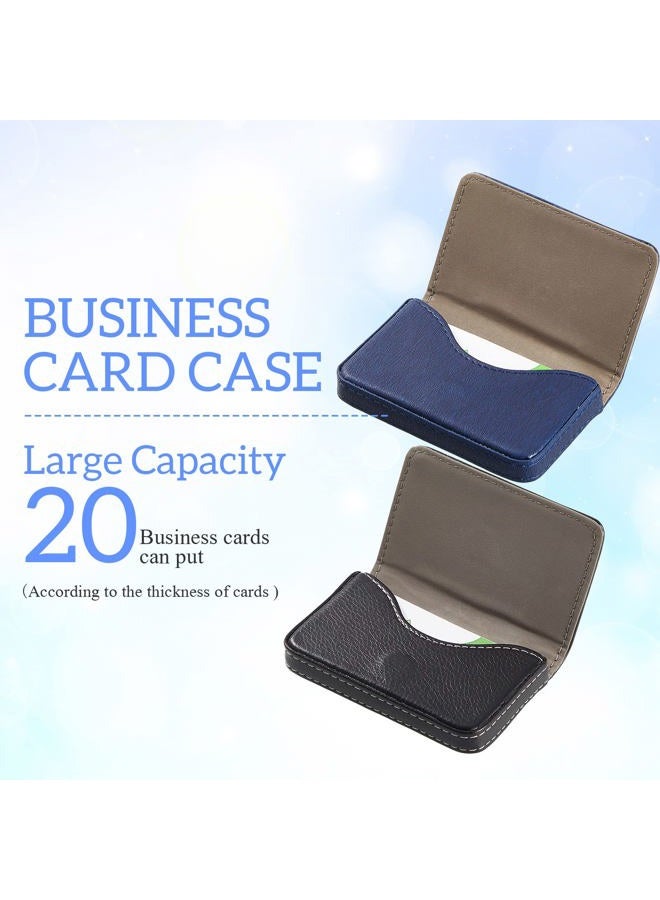 Outus 2 Pieces Business Card Holder, Business Card Wallet Leather Business Card Case Pocket Business Name Card Holder with Magnetic Shut, Credit Card ID Case Wallet (Black) - Image 4