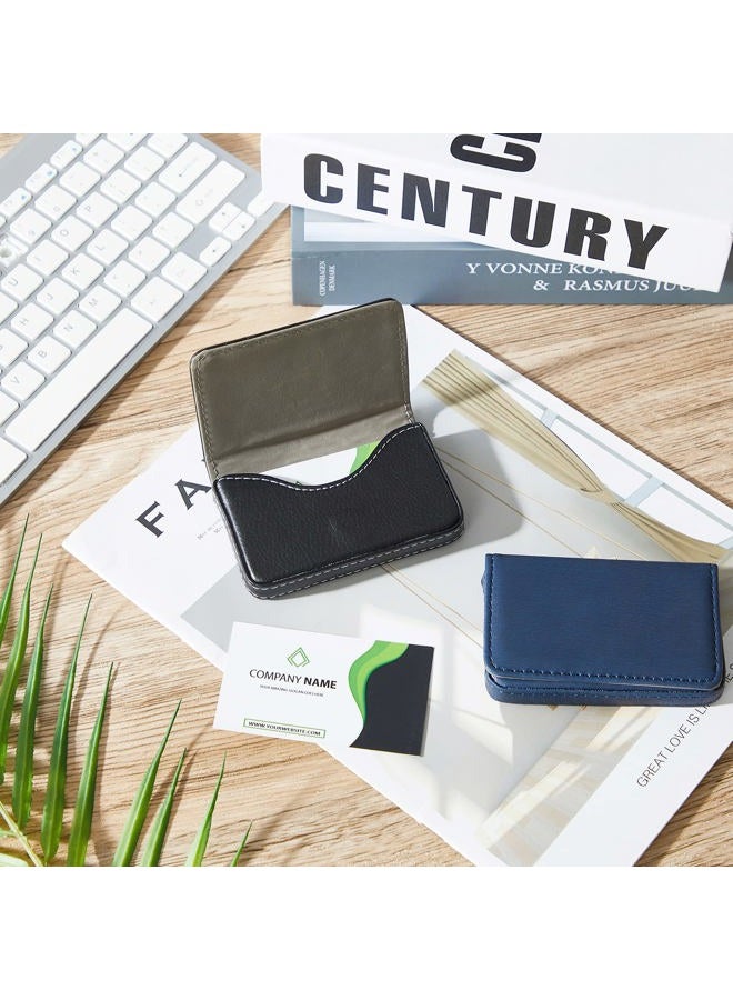 Outus 2 Pieces Business Card Holder, Business Card Wallet Leather Business Card Case Pocket Business Name Card Holder with Magnetic Shut, Credit Card ID Case Wallet (Black) - Image 5
