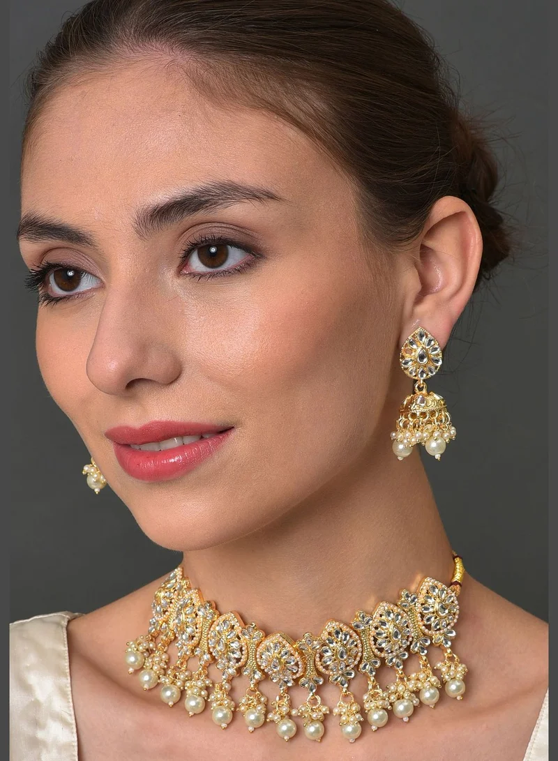 SOHI Kundan Gold Plated Necklace Set