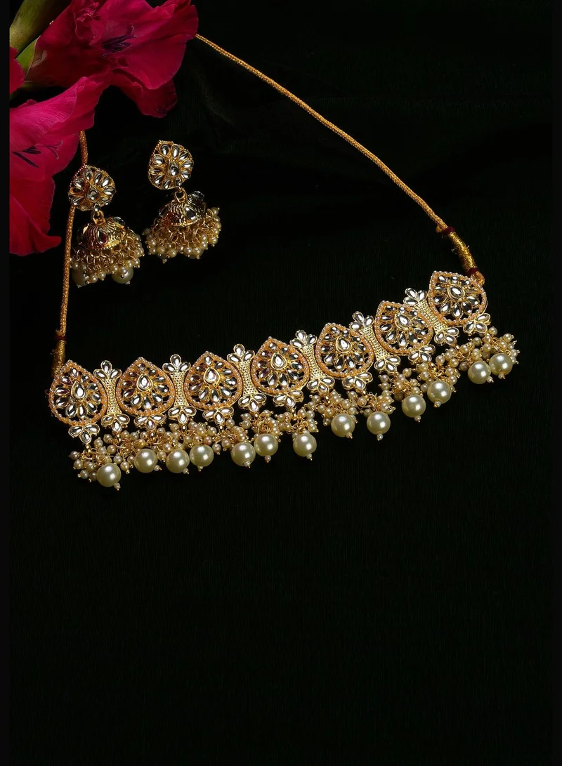 SOHI Kundan Gold Plated Necklace Set