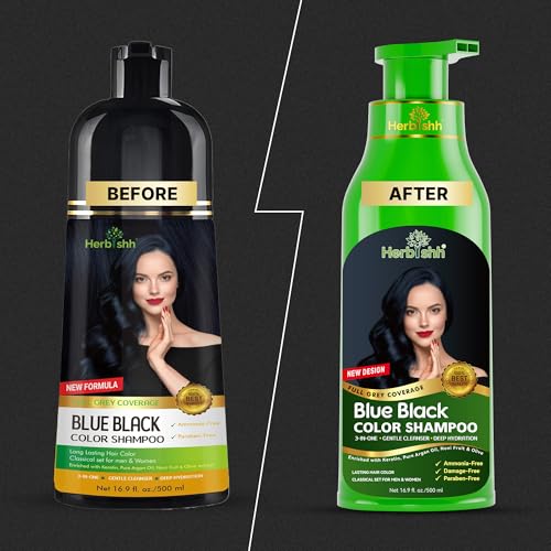 Herbishh Combo Pack2pcs Herbishh Hair Color Shampoo for Gray Hair 1pc Argan Intense Hair Mask Hair Dye Shampoo Colors Hair in Minutes Longlasting color 500 Ml Stimulates Dry Frizzy Hair Blue Black - Image 3