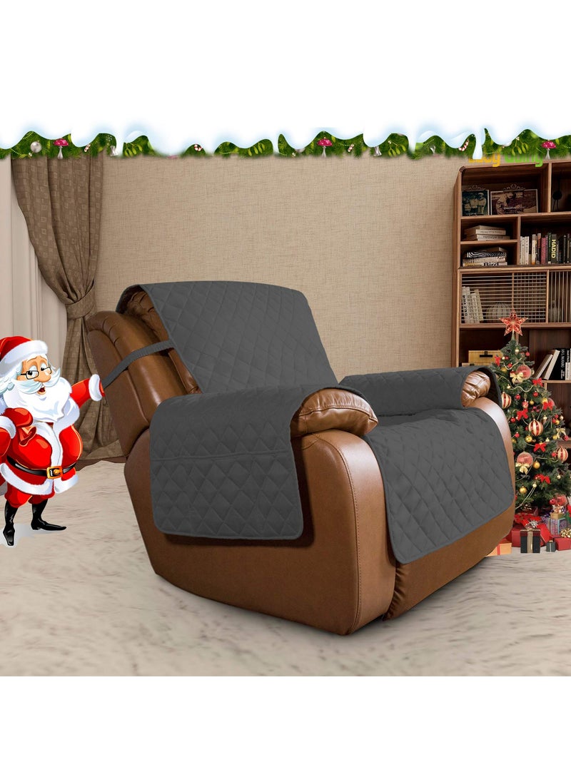 Easy-Going - Easy-Going Oversized Recliner Cover Reversible Couch Cover Sofa Cover for Living Room Water Resistant Furniture Protector with Elastic Straps for Pets Dog (Oversized Recliner, Dark Gray/Beige) - Image 1