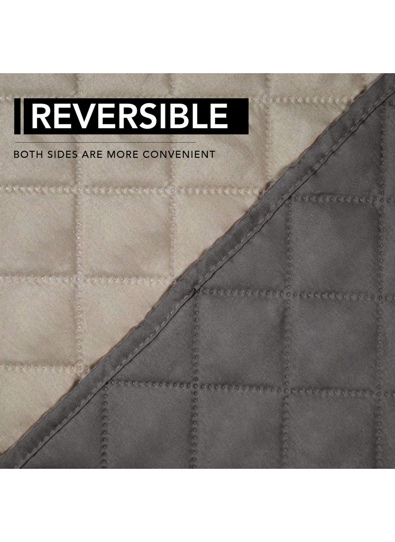 Easy-Going - Easy-Going Oversized Recliner Cover Reversible Couch Cover Sofa Cover for Living Room Water Resistant Furniture Protector with Elastic Straps for Pets Dog (Oversized Recliner, Dark Gray/Beige) - Image 1