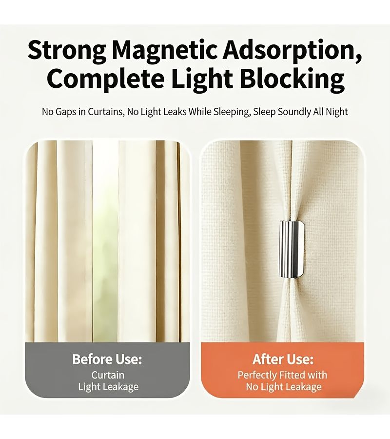 2pcs Metal Magnetic Curtain Clips Easy Install Prevent Light Leakage Keep Curtains Tightly Closed Home Bedroom Office Privacy - Image 2