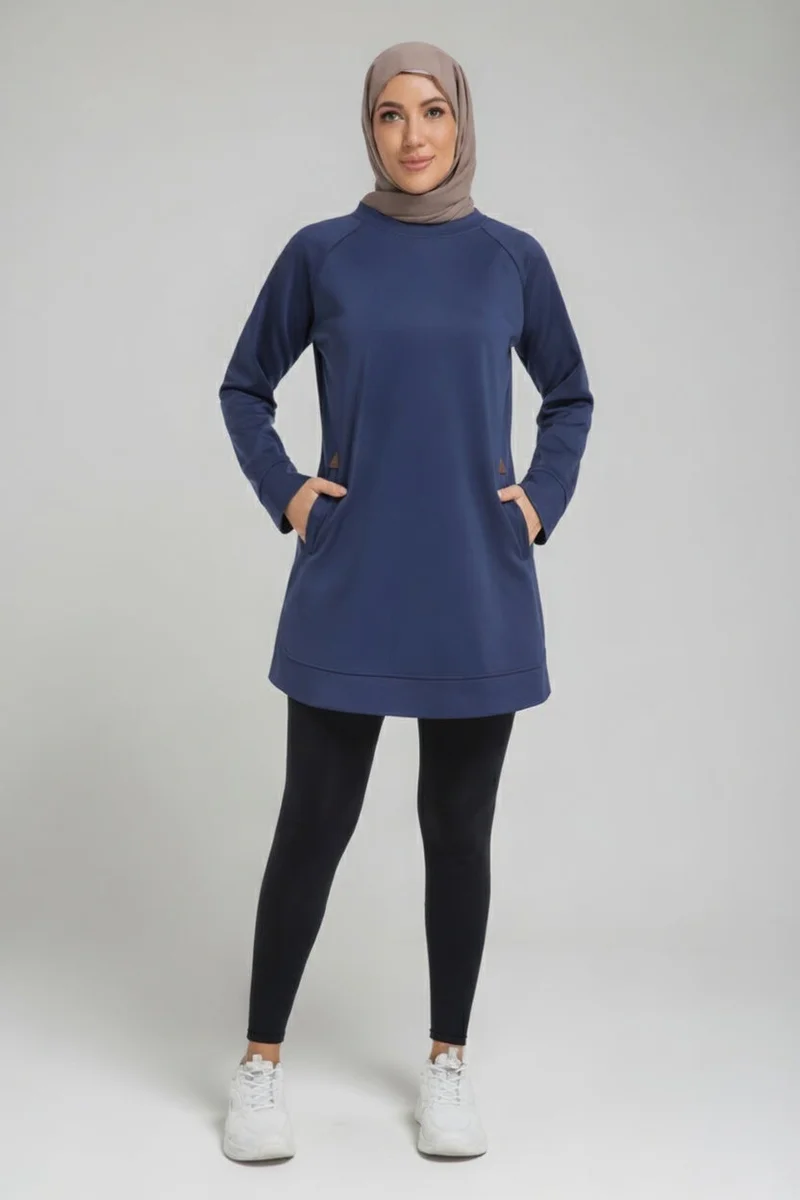 SVL Navy Women's Modest Sweatshirt - Dark Blue - SVL for Women | Best Price UAE