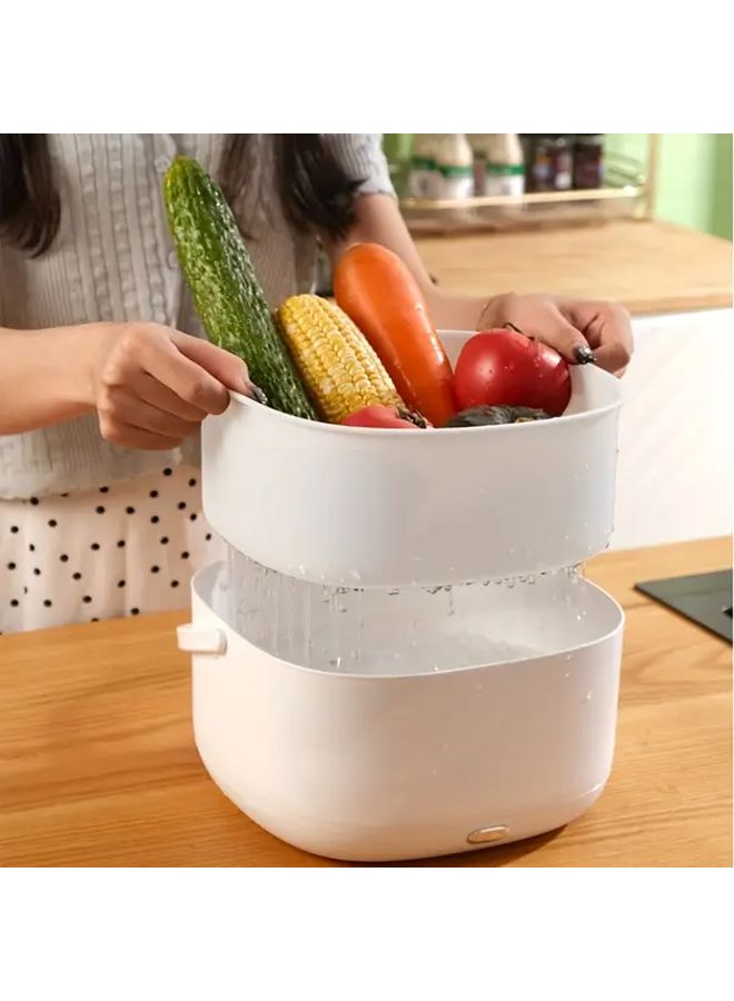 White And Grey Portable Electric Fruit Vegetable Washer Machine Large Capacity Heavy Duty With Anti Slip Base - Image 2